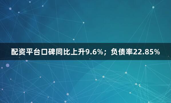 配资平台口碑同比上升9.6%；负债率22.85%